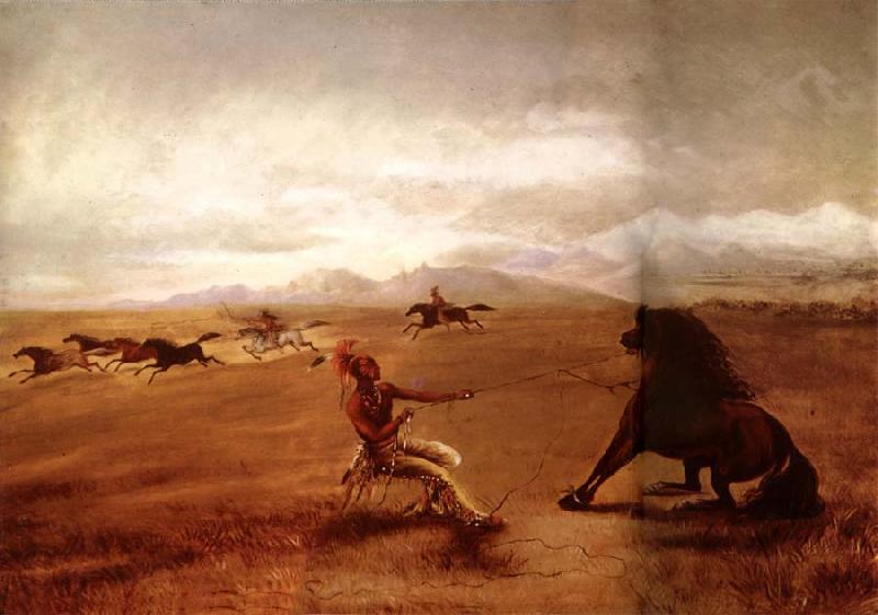George Catlin Catching wild horses